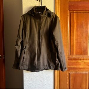 REI Elements Waterproof Rain Jacket Women’s M Brown Hooded Hiking Shell